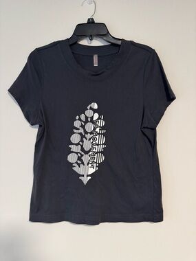 FP Movement by Free People Black Short Sleeve Tee with White Graphic Leaf